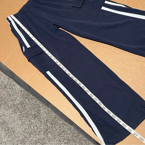 Commense Utility cargo stripe Sweatpants wide leg, navy blue, pull up pants sz M - Picture 10 of 11